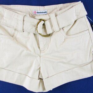 NWT Christie Brooks Girl's Tan Cuffed Shorts with Belt, Size 7